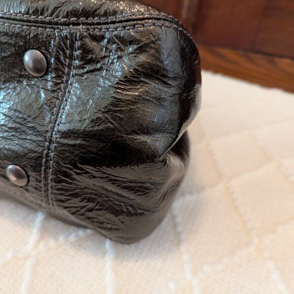 Coach Patent Leather Garnet Turnlock Satchel in Pewter (Style No. 13926) - Picture 10 of 16